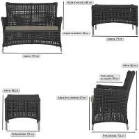 2 Sofás E Mesa Igapó Alumínio Fendi Corda Náutica E8 Trama Preto - 5