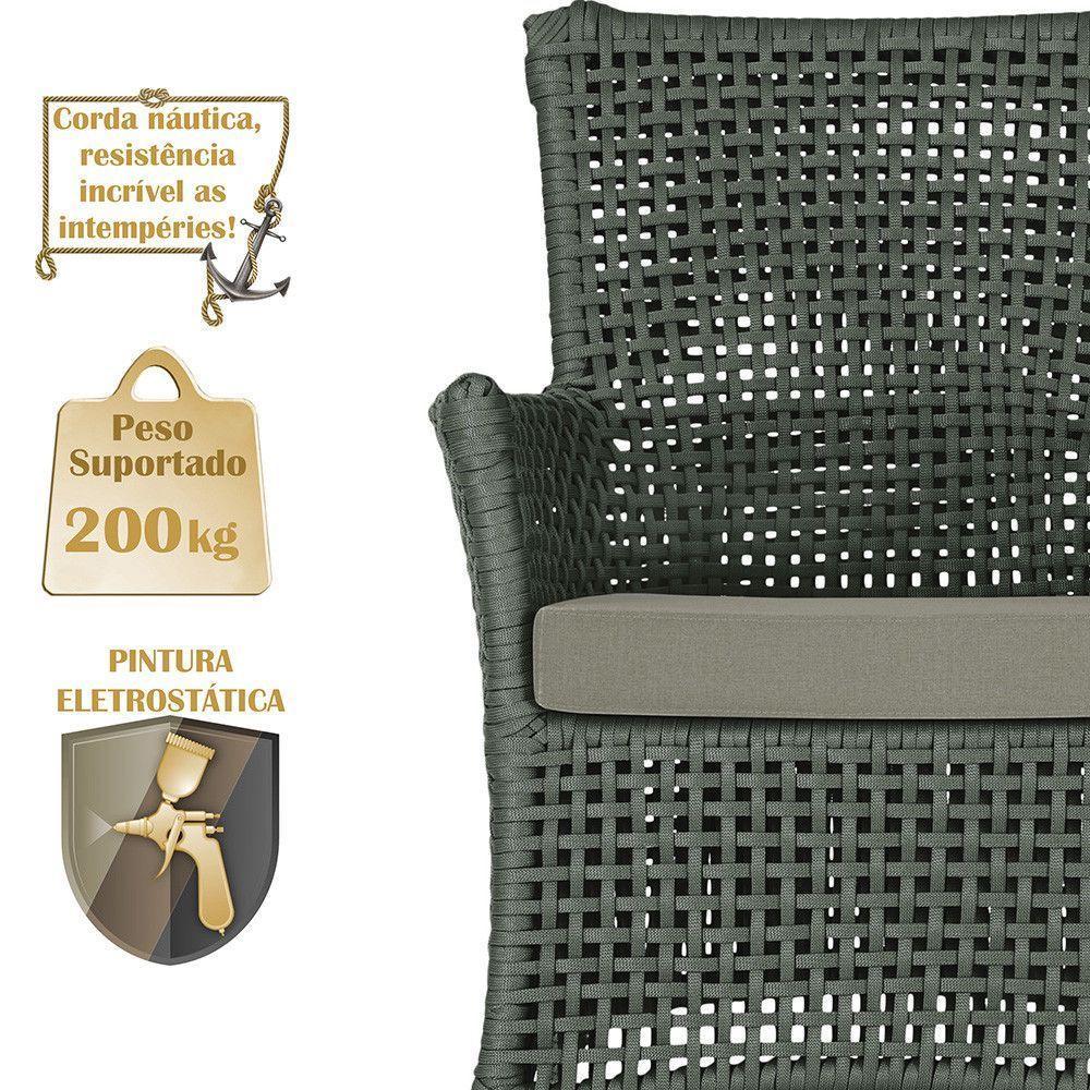 2 Sofás E Mesa Igapó Alumínio Fendi Corda Náutica E8 Trama Verde - 8
