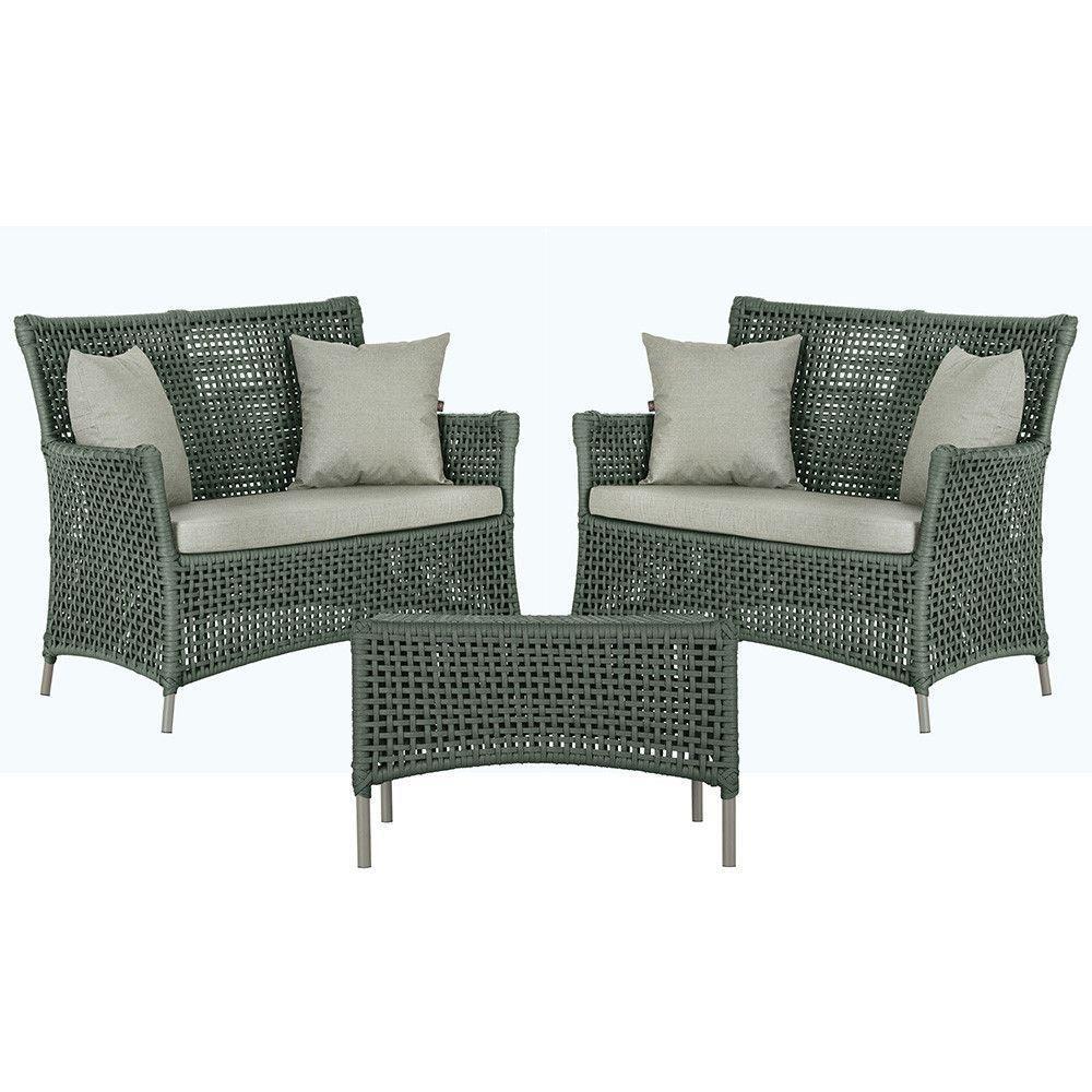 2 Sofás E Mesa Igapó Alumínio Fendi Corda Náutica E3 Trama Verde - 1