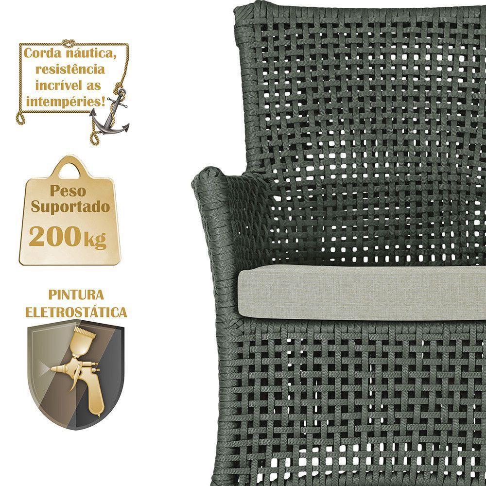 2 Sofás E Mesa Igapó Alumínio Fendi Corda Náutica E3 Trama Verde - 4