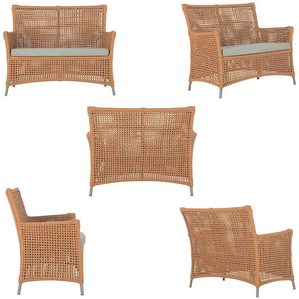 2 Sofás E Mesa Igapó Alumínio Fendi Corda Náutica E3 Trama Terra Cota - 2