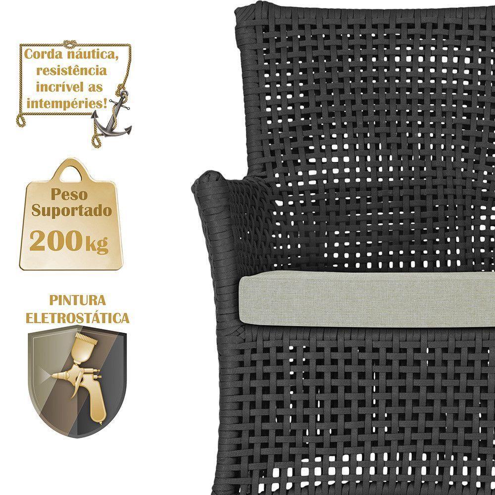 2 Sofás E Mesa Igapó Alumínio Fendi Corda Náutica E3 Trama Preto - 4