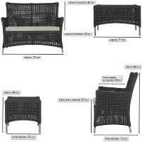 2 Sofás E Mesa Igapó Alumínio Fendi Corda Náutica E3 Trama Preto - 6