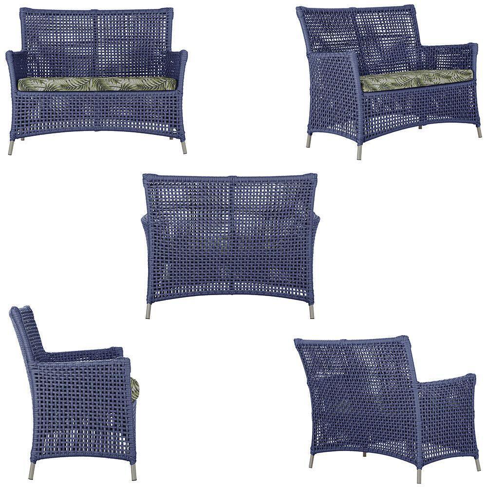 2 Sofás E Mesa Igapó Alumínio Fendi Corda Náutica E5 Trama Azul - 5