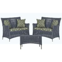 2 Sofás E Mesa Igapó Alumínio Fendi Corda Náutica E5 Trama Prata - 1