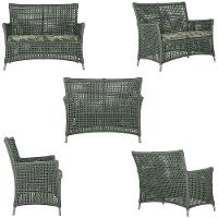 2 Sofás E Mesa Igapó Alumínio Fendi Corda Náutica E5 Trama Verde - 2