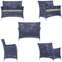 2 Sofás E Mesa Igapó Alumínio Fendi Corda Náutica E7 Trama Azul - 3