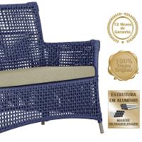 2 Sofás E Mesa Igapó Alumínio Fendi Corda Náutica E7 Trama Azul - 5