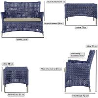 2 Sofás E Mesa Igapó Alumínio Fendi Corda Náutica E7 Trama Azul - 6