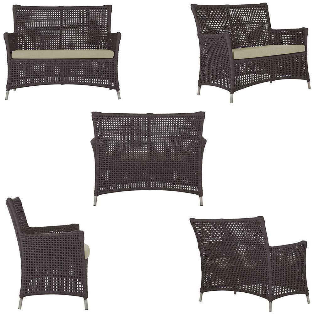 2 Sofás E Mesa Igapó Alumínio Fendi Corda Náutica E7 Trama Marrom - 2