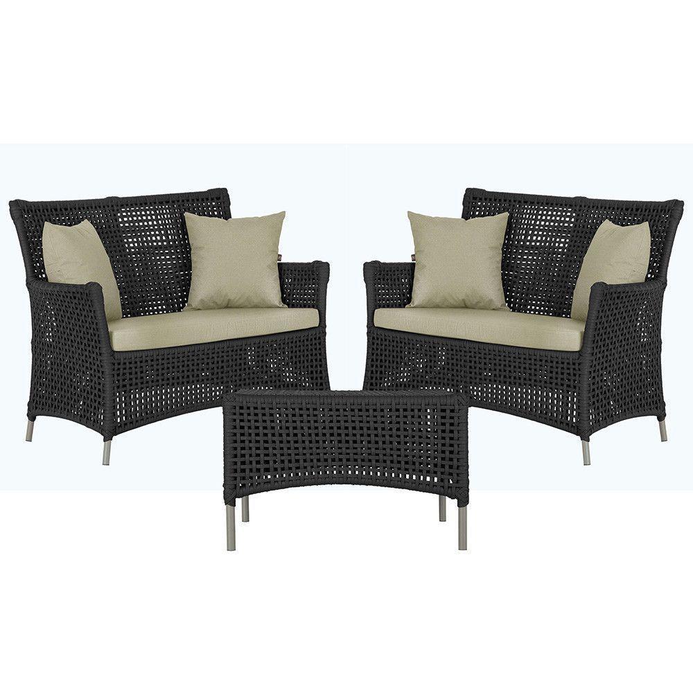 2 Sofás E Mesa Igapó Alumínio Fendi Corda Náutica E7 Trama Preto - 1