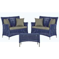 2 Sofás E Mesa Igapó Alumínio Fendi Corda Náutica E8 Trama Azul - 1