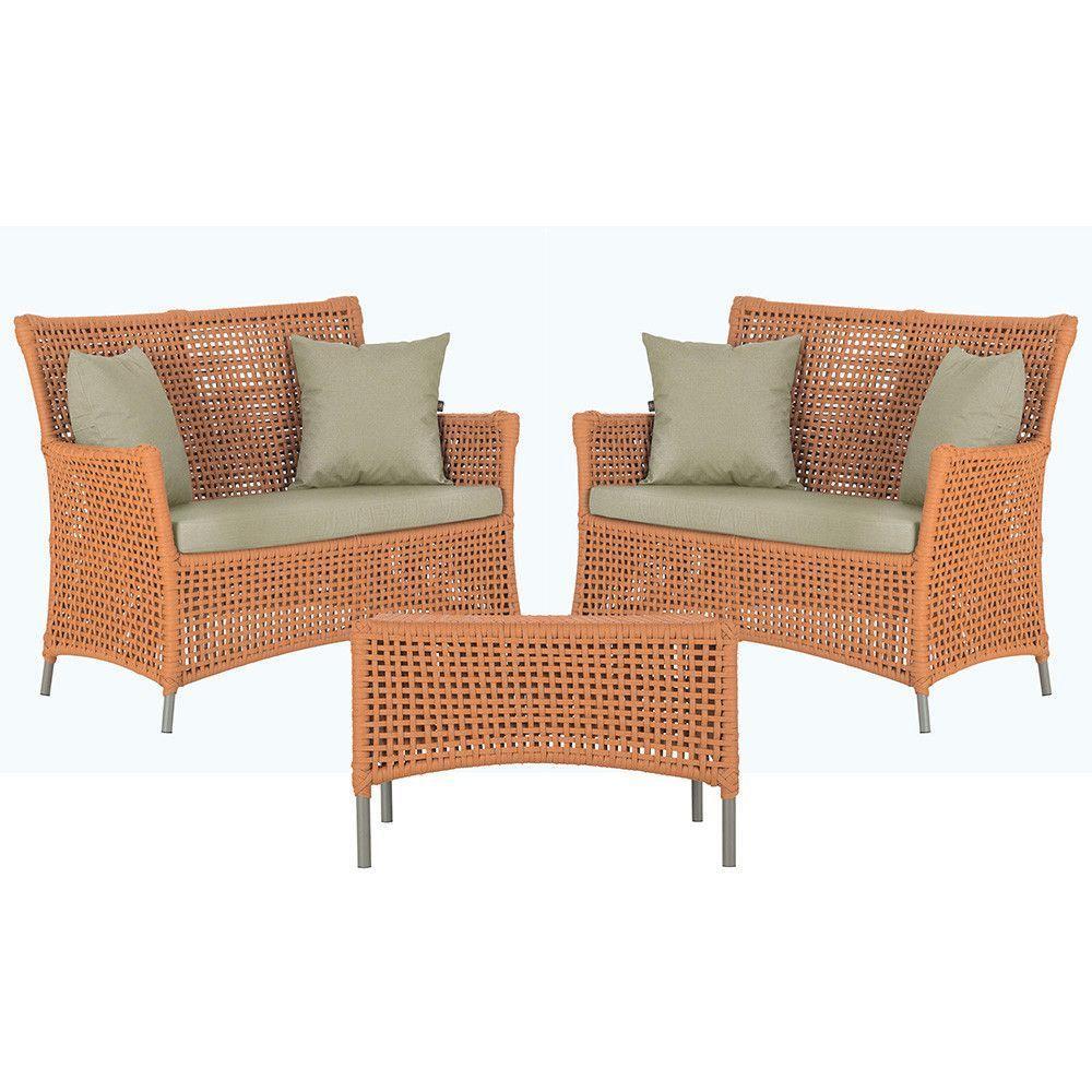 2 Sofás E Mesa Igapó Alumínio Fendi Corda Náutica E7 Trama Terra Cota - 1