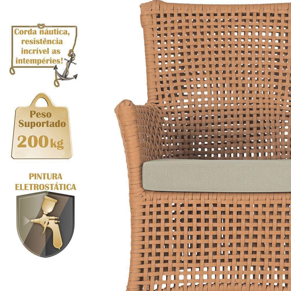 2 Sofás E Mesa Igapó Alumínio Fendi Corda Náutica E7 Trama Terra Cota - 4