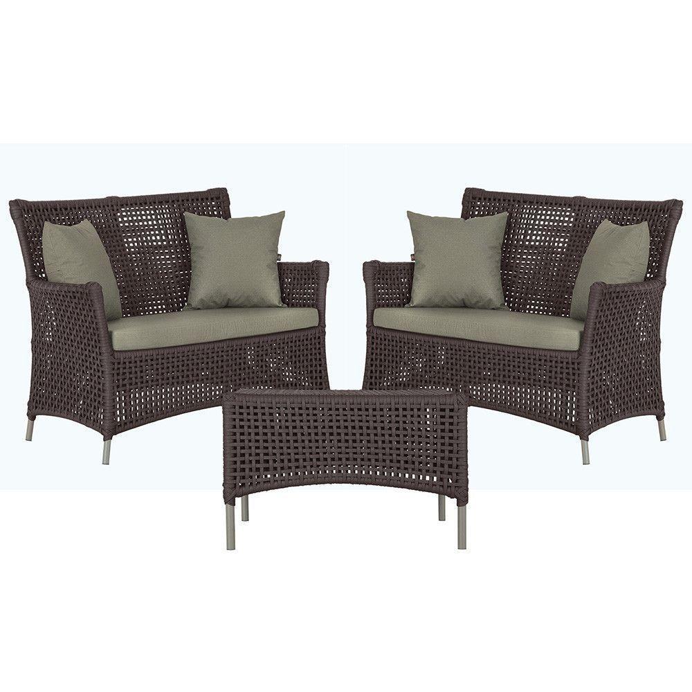 2 Sofás E Mesa Igapó Alumínio Fendi Corda Náutica E8 Trama Marrom - 1