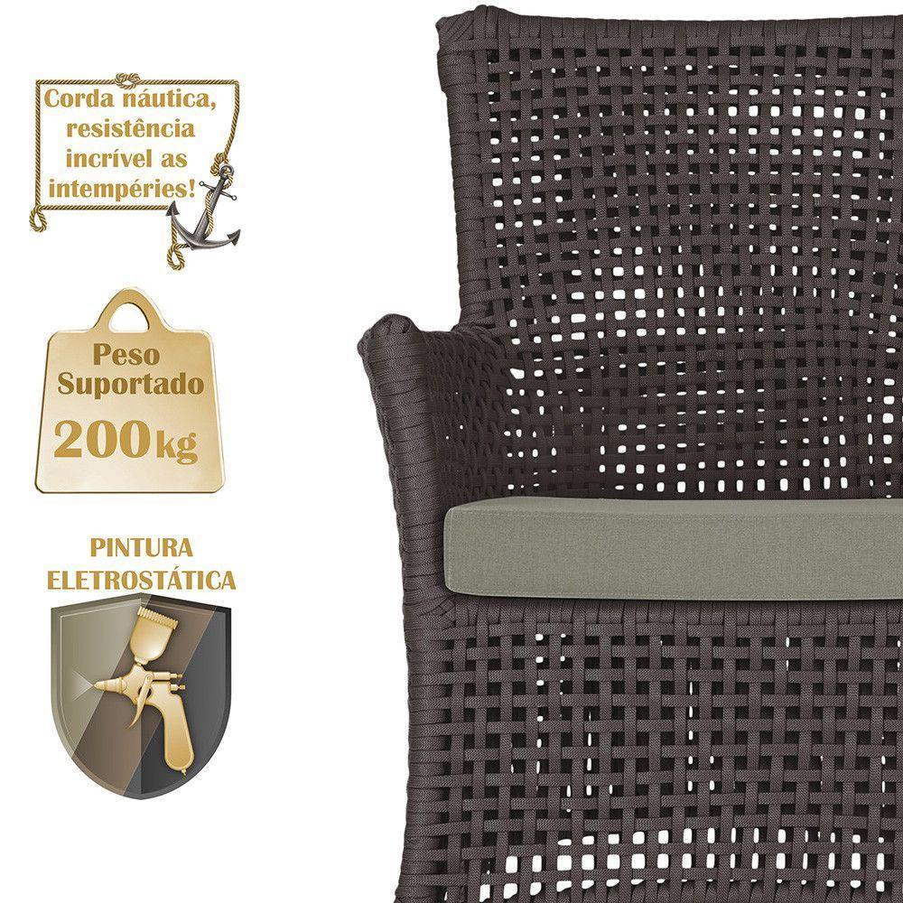 2 Sofás E Mesa Igapó Alumínio Fendi Corda Náutica E8 Trama Marrom - 4