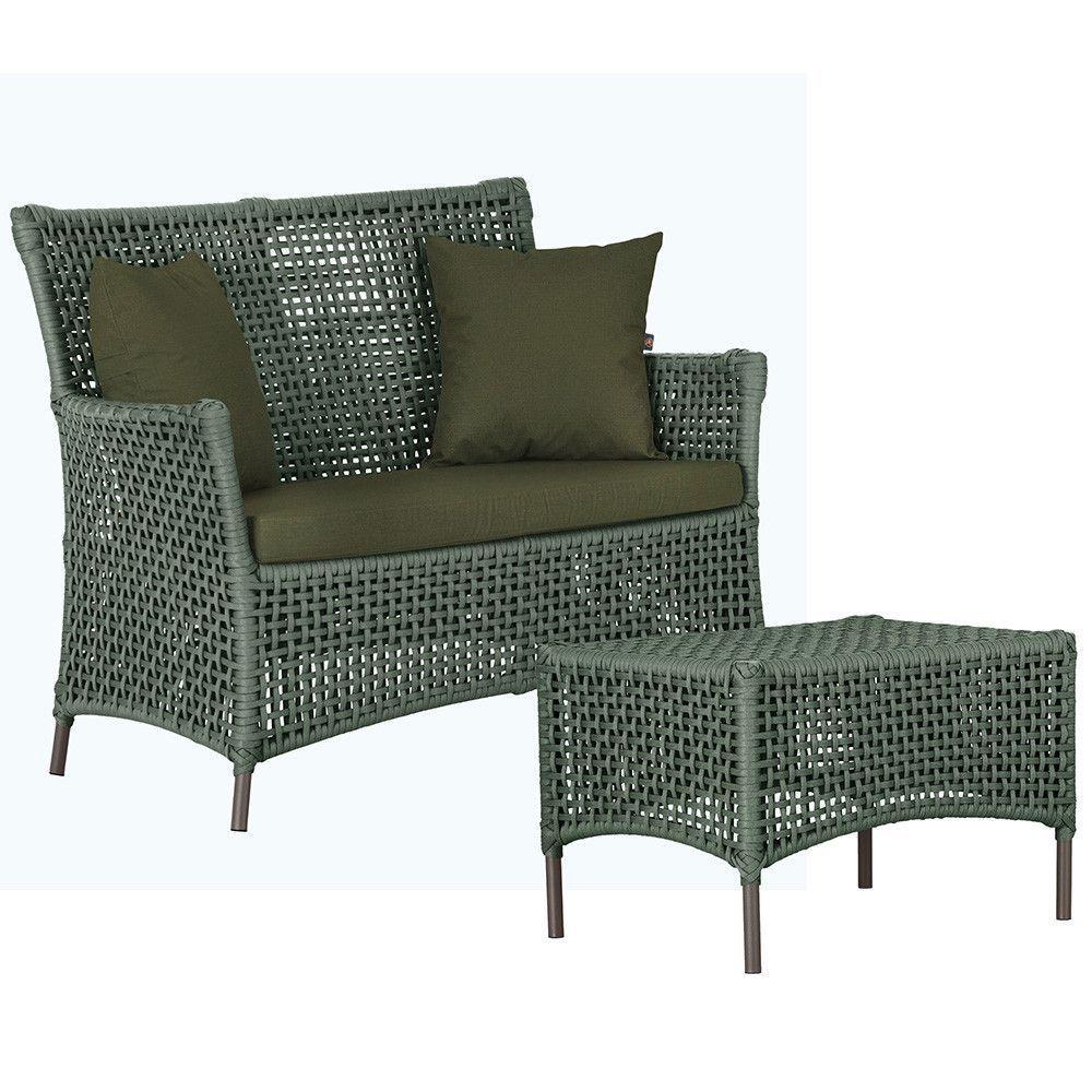 1 Sofá E Mesa Igapó Alumínio Marrom Corda Náutica E13 Trama Verde - 1