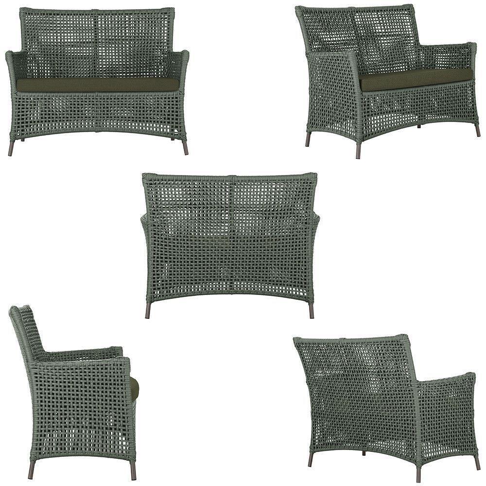 1 Sofá E Mesa Igapó Alumínio Marrom Corda Náutica E13 Trama Verde - 2