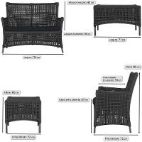 1 Sofá E Mesa Igapó Alumínio Marrom Corda Náutica E12 Trama Preto