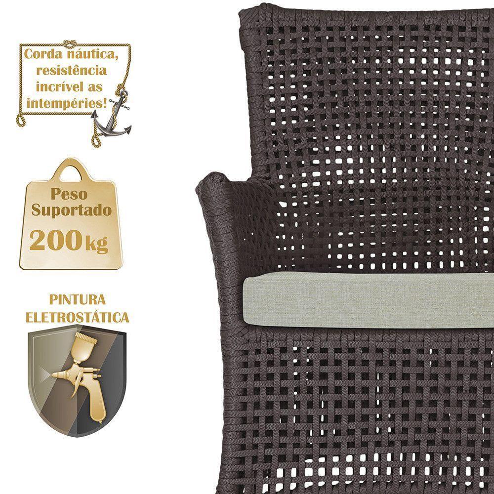 2 Sofás E Mesa Igapó Alumínio Fendi Corda Náutica E3 Trama Marrom - 3