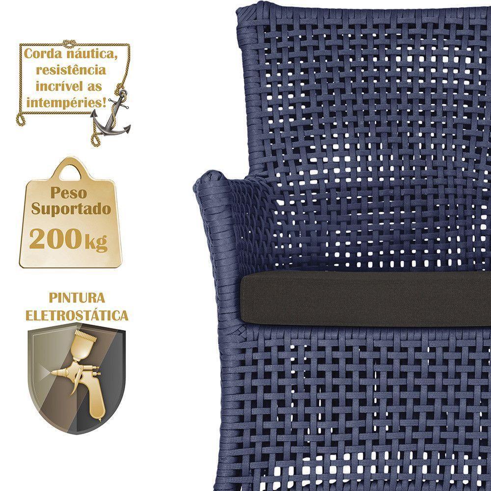 2 Sofás E Mesa Igapó Alumínio Fendi Corda Náutica E9 Trama Azul - 6