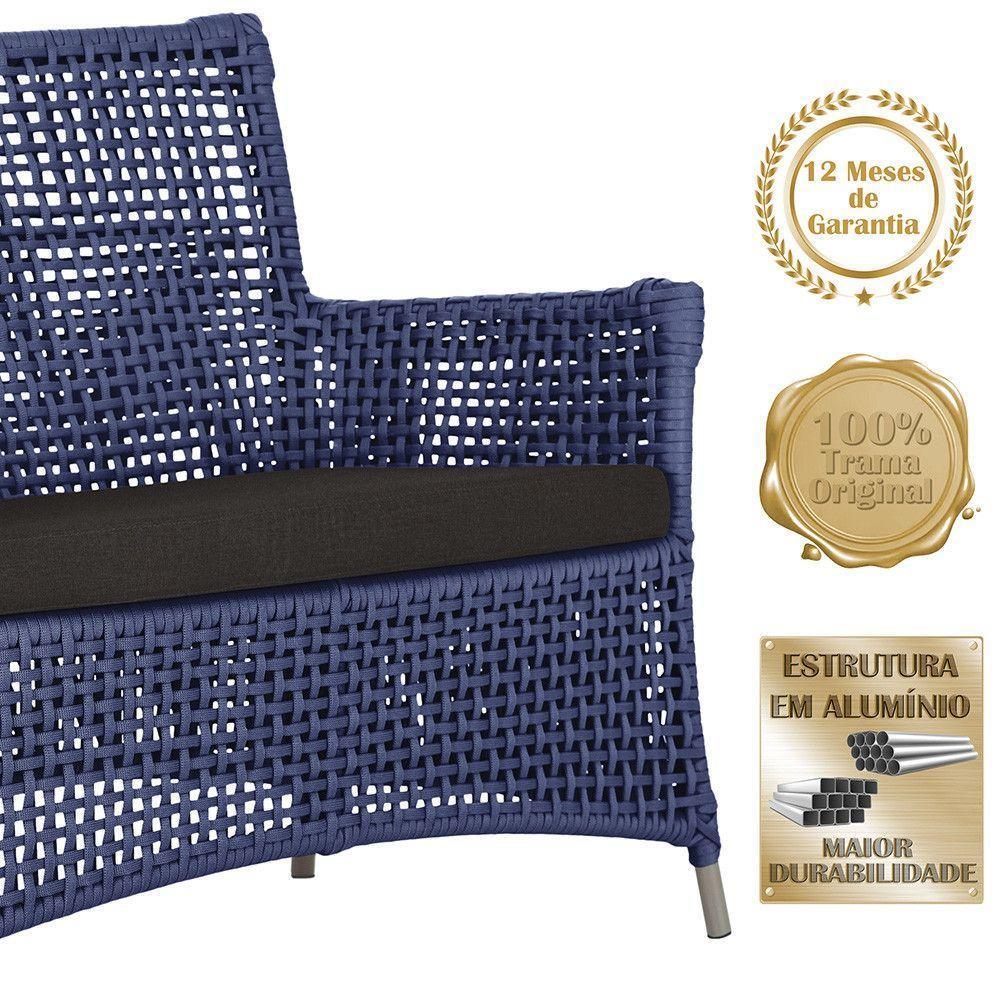 2 Sofás E Mesa Igapó Alumínio Fendi Corda Náutica E9 Trama Azul - 8
