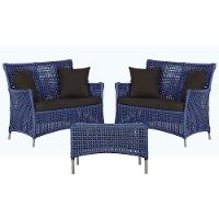 2 Sofás E Mesa Igapó Alumínio Fendi Corda Náutica E9 Trama Azul - 1