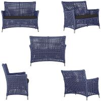 2 Sofás E Mesa Igapó Alumínio Fendi Corda Náutica E9 Trama Azul - 2