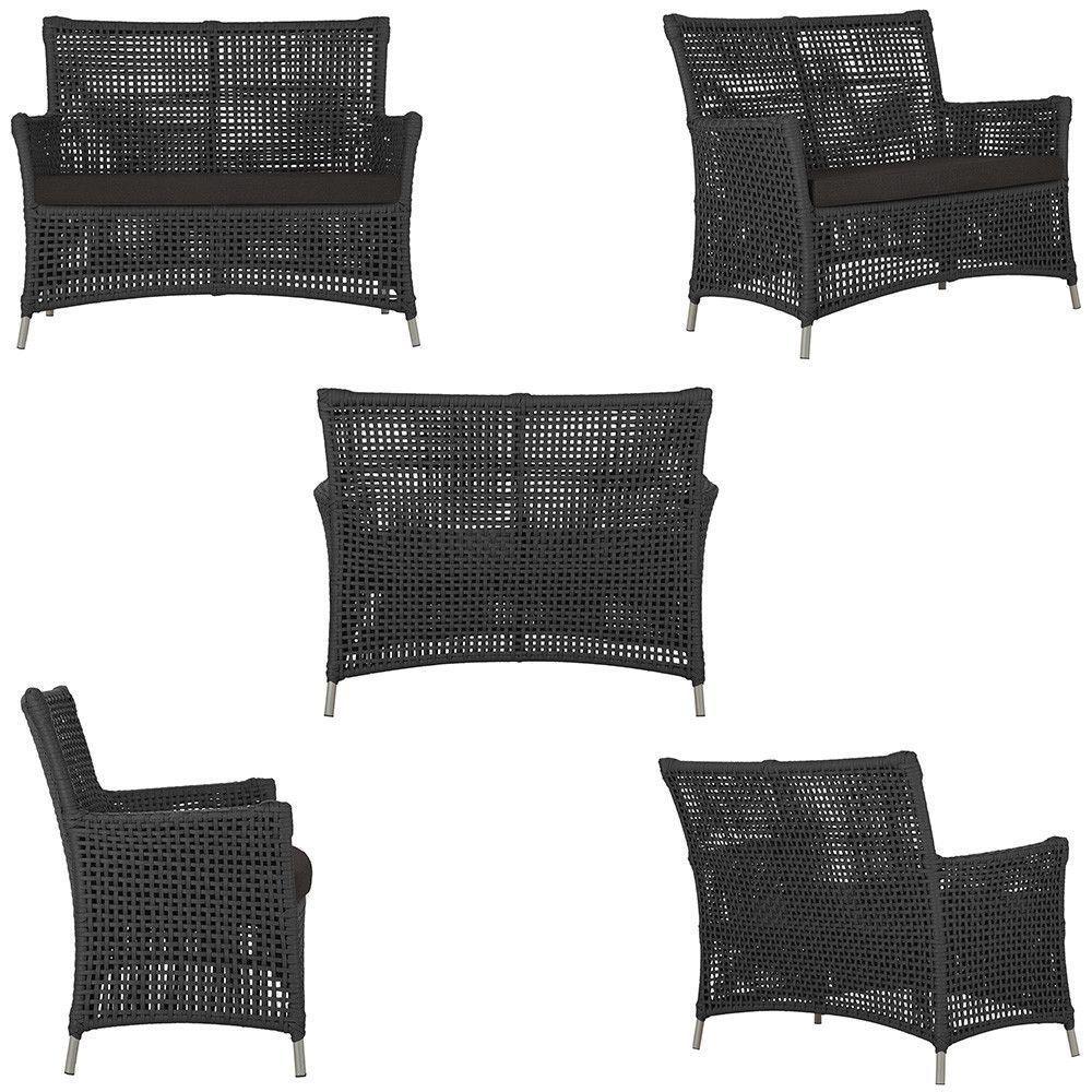 2 Sofás E Mesa Igapó Alumínio Fendi Corda Náutica E9 Trama Preto - 4