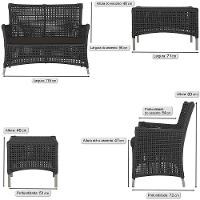 2 Sofás E Mesa Igapó Alumínio Fendi Corda Náutica E9 Trama Preto - 10
