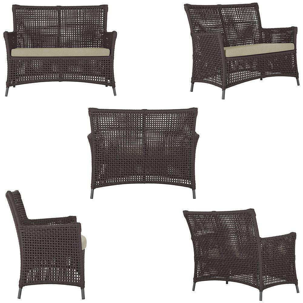 2 Sofás E Mesa Igapó Alumínio Preta Corda Náutica E7 Trama Marrom - 5