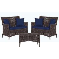 2 Sofás E Mesa Igapó Alumínio Marrom Corda Náutica E10 Trama Marrom - 1