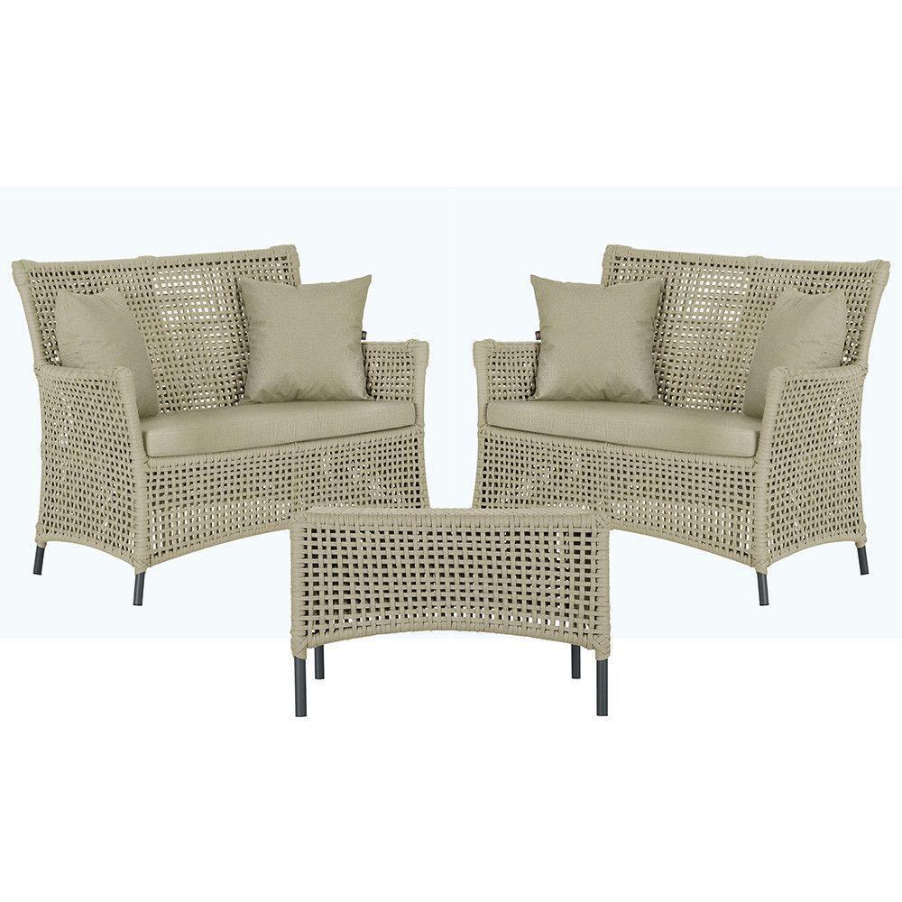 2 Sofás E Mesa Igapó Alumínio Preta Corda Náutica E7 Trama Rami - 1