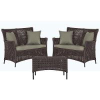 2 Sofás E Mesa Igapó Alumínio Preta Corda Náutica E8 Trama Marrom - 1