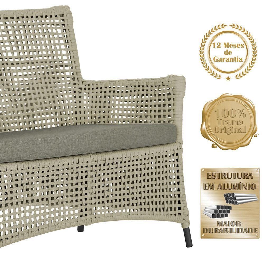 2 Sofás E Mesa Igapó Alumínio Preta Corda Náutica E8 Trama Rami - 5