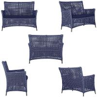 1 Sofá E Mesa Igapó Alumínio Marrom Corda Náutica E10 Trama Azul - 2