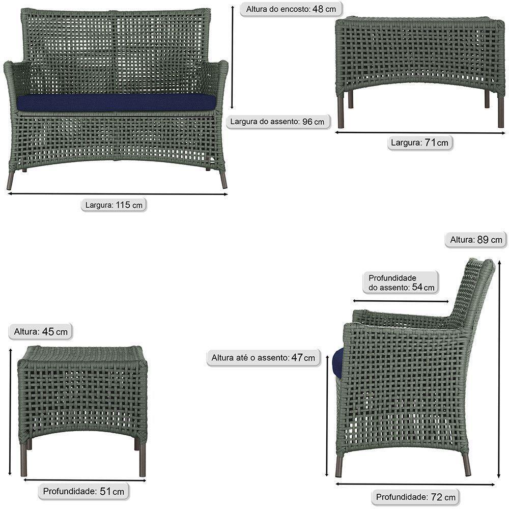 1 Sofá E Mesa Igapó Alumínio Marrom Corda Náutica E10 Trama Verde - 5