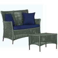 1 Sofá E Mesa Igapó Alumínio Marrom Corda Náutica E10 Trama Verde - 1