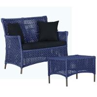 1 Sofá E Mesa Igapó Alumínio Marrom Corda Náutica E12 Trama Azul - 1