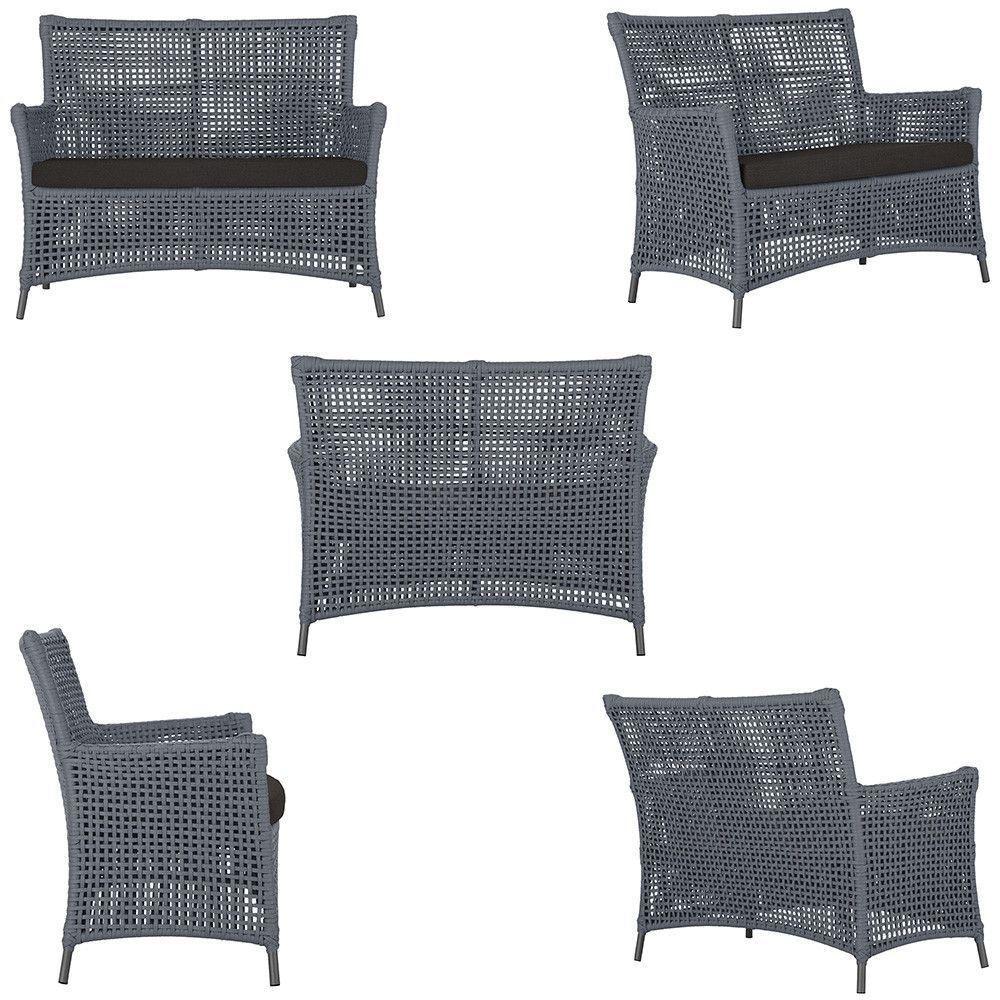 1 Sofá E Mesa Igapó Alumínio Preta Corda Náutica E9 Trama Prata - 3