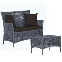 1 Sofá E Mesa Igapó Alumínio Preta Corda Náutica E9 Trama Prata - 1