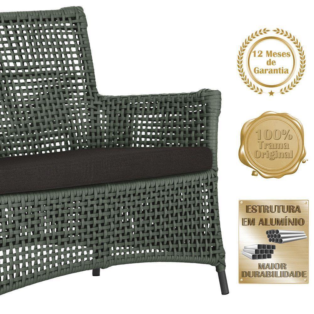 1 Sofá E Mesa Igapó Alumínio Preta Corda Náutica E9 Trama Verde - 4