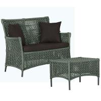 1 Sofá E Mesa Igapó Alumínio Preta Corda Náutica E9 Trama Verde - 1