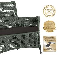 1 Sofá E Mesa Igapó Alumínio Preta Corda Náutica E9 Trama Verde