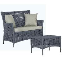 1 Sofá E Mesa Igapó Alumínio Preta Corda Náutica E3 Trama Prata - 1