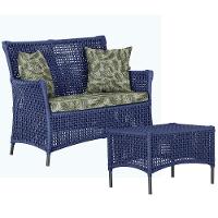 1 Sofá E Mesa Igapó Alumínio Preta Corda Náutica E5 Trama Azul - 1