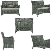 1 Sofá E Mesa Igapó Alumínio Preta Corda Náutica E3 Trama Verde - 2