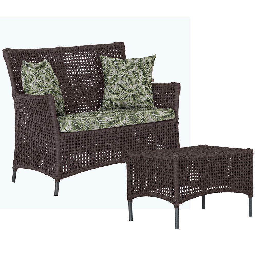 1 Sofá E Mesa Igapó Alumínio Preta Corda Náutica E5 Trama Marrom - 1