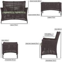 1 Sofá E Mesa Igapó Alumínio Preta Corda Náutica E5 Trama Marrom - 6