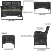 1 Sofá E Mesa Igapó Alumínio Preta Corda Náutica E5 Trama Preto - 6